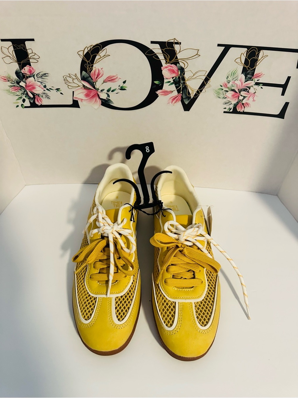 Time and Tru Yellow Women's Lace-Up Mesh Sneakers